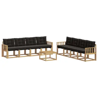 vidaXL Zunanja garnitura za sedenje z blazino 9 pcs Bela in črna