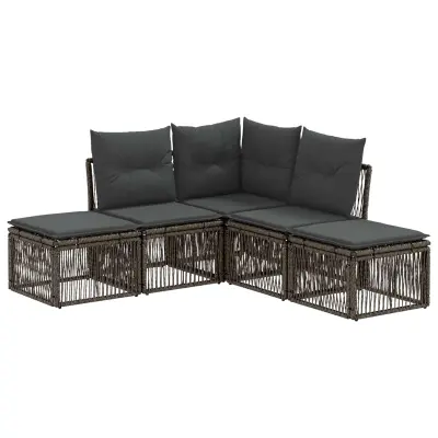 vidaXL Vrtna sedežna garnitura 5 pcs Siva poli ratan