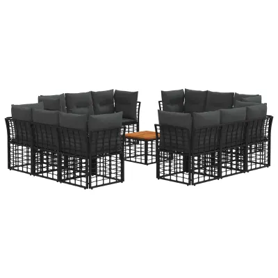 vidaXL Zunanja garnitura za sedenje 13 pcs Črna in Temno siva