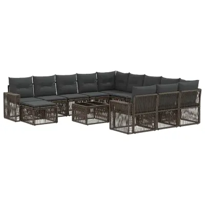 vidaXL Vrtna sedežna garnitura 13 pcs Siva in temno siva poli ratan
