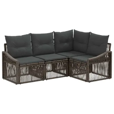 vidaXL Vrtna sedežna garnitura 4 pcs Siva poli ratan