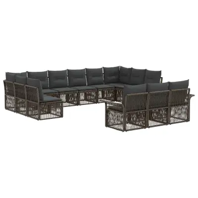 vidaXL Vrtna sedežna garnitura 13 pcs Siva poli ratan