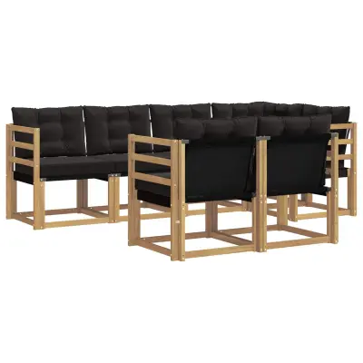 vidaXL Zunanja garnitura za sedenje z blazino 7 pcs Bela in črna