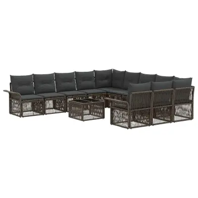 vidaXL Vrtna sedežna garnitura 12 pcs Siva poli ratan
