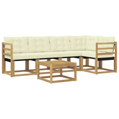 vidaXL Zunanja garnitura za sedenje z blazino 6 pcs Bela in krem
