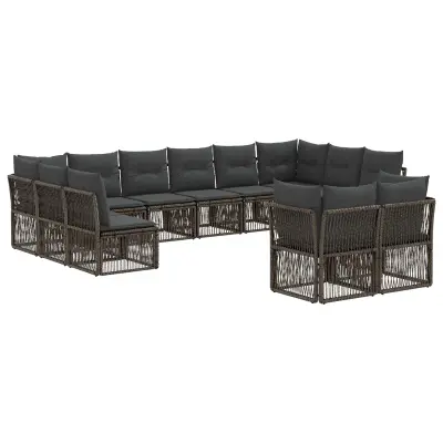 vidaXL Vrtna sedežna garnitura 12 pcs Siva poli ratan