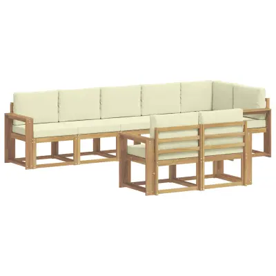 vidaXL Zunanja garnitura za sedenje 8 pcs Bela in krem Poliester