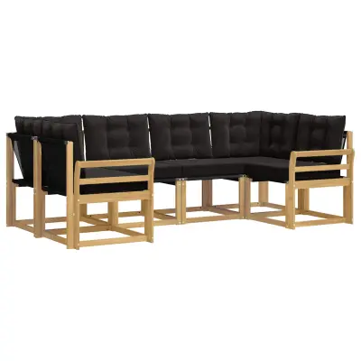 vidaXL Zunanja garnitura za sedenje z blazino 6 pcs Bela in črna