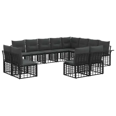 vidaXL Zunanja garnitura za sedenje 12 pcs Črna in Temno siva