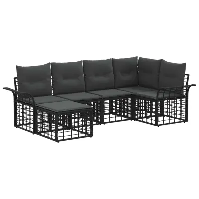 vidaXL Zunanja garnitura za sedenje 6 pcs Črna in Temno siva Poliester