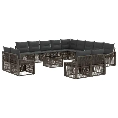 vidaXL Vrtna sedežna garnitura 14 pcs Siva poli ratan