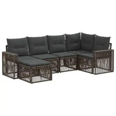 vidaXL Vrtna sedežna garnitura 6 pcs Siva in temno siva poli ratan