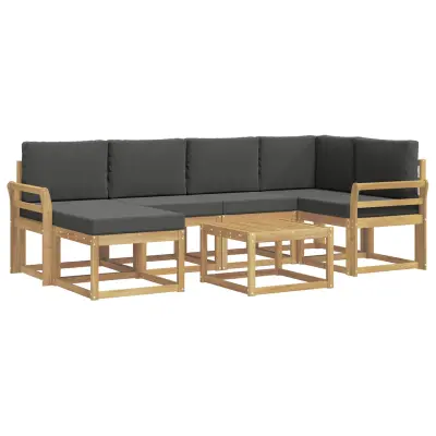 vidaXL Zunanja garnitura za sedenje z blazino 7 pcs Bela in antracit