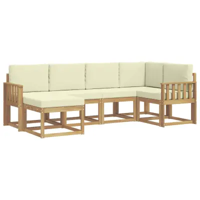 vidaXL Zunanja garnitura za sedenje 6 pcs Bela in krem Poliester
