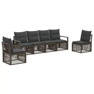 vidaXL Vrtna sedežna garnitura 6 pcs Siva poli ratan