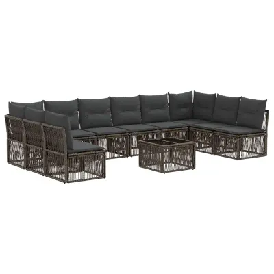 vidaXL Vrtna sedežna garnitura 11 pcs Siva poli ratan