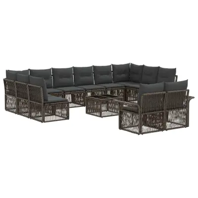 vidaXL Vrtna sedežna garnitura 13 pcs Siva poli ratan