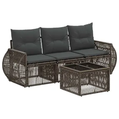 vidaXL Vrtna sedežna garnitura 4 pcs Siva in temno siva poli ratan