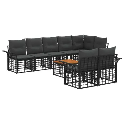 vidaXL Zunanja garnitura za sedenje 9 pcs Črna in Temno siva