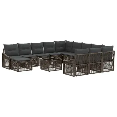 vidaXL Vrtna sedežna garnitura 13 pcs Siva poli ratan