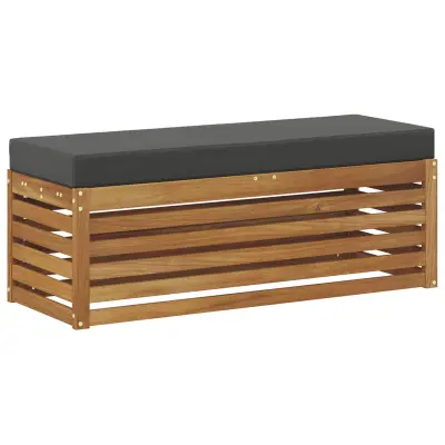 vidaXL Stolček klop z blazino Naravna in antracitna 115 x 43 x 37 cm