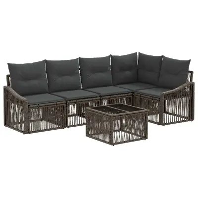 vidaXL Vrtna sedežna garnitura 6 pcs Siva poli ratan