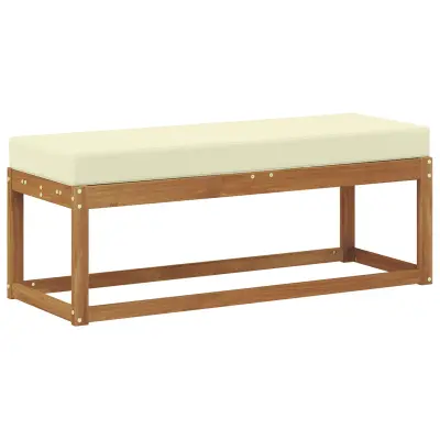 vidaXL Zunanja klop z blazino Naravna in smetana 115 x 43 x 45 cm