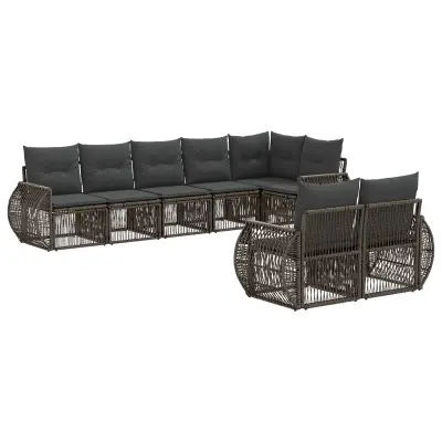 vidaXL Vrtna sedežna garnitura 8 pcs Siva in temno siva poli ratan