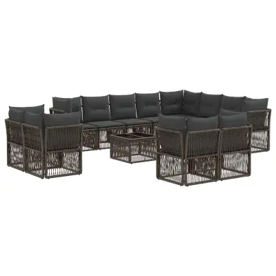 vidaXL Vrtna sedežna garnitura 13 pcs Siva poli ratan