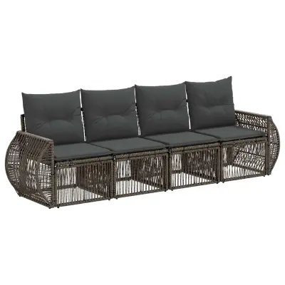 vidaXL Vrtna sedežna garnitura 4 pcs Siva in temno siva poli ratan