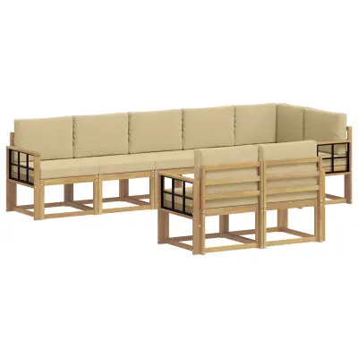 vidaXL Zunanja garnitura za sedenje 8 pcs Bela in bež Poliester