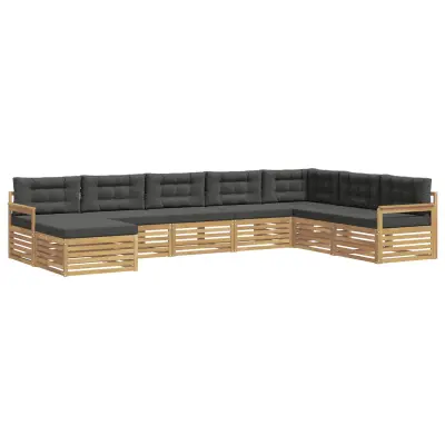 vidaXL Zunanja garnitura za sedenje z blazino 8 pcs Bela in antracit
