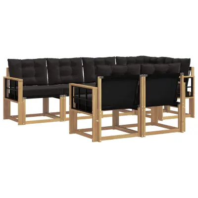 vidaXL Zunanja garnitura za sedenje z blazino 7 pcs Bela in črna