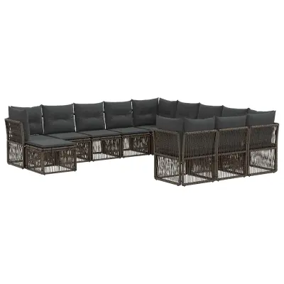 vidaXL Vrtna sedežna garnitura 12 pcs Siva poli ratan