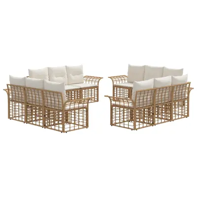 vidaXL Zunanja garnitura za sedenje 12 pcs Naravna in krem bela