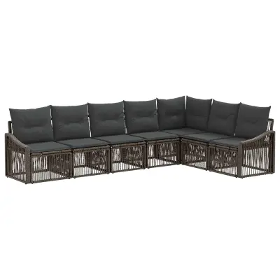 vidaXL Vrtna sedežna garnitura 7 pcs Siva poli ratan