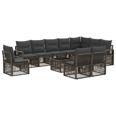vidaXL Vrtna sedežna garnitura 11 pcs Siva poli ratan