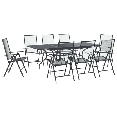 vidaXL Komplet za jedilnico v vrtu 9 pcs Antracit 212 x 90 x 76 cm