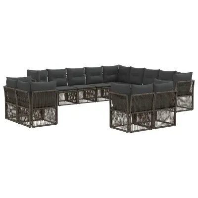 vidaXL Vrtna sedežna garnitura 13 pcs Siva poli ratan