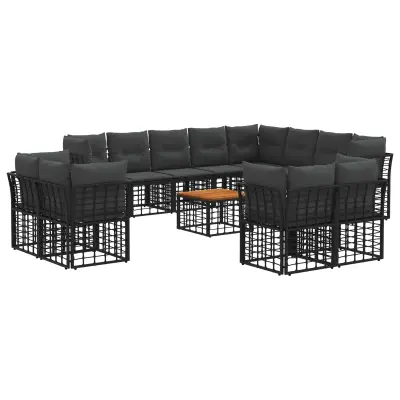 vidaXL Zunanja garnitura za sedenje 13 pcs Črna in Temno siva