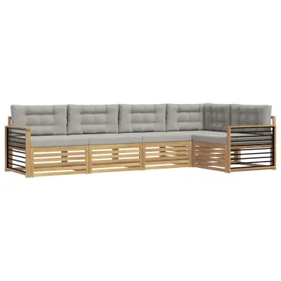 vidaXL Zunanja garnitura za sedenje 6 pcs Bela in svetlo siva