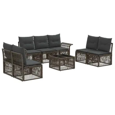 vidaXL Vrtna sedežna garnitura 8 pcs Siva poli ratan