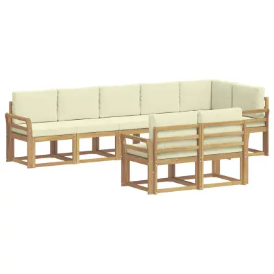 vidaXL Zunanja garnitura za sedenje 8 pcs Bela in krem Poliester