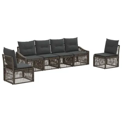 vidaXL Vrtna sedežna garnitura 6 pcs Siva poli ratan