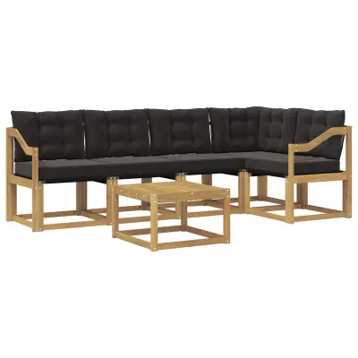 vidaXL Zunanja garnitura za sedenje z blazino 6 pcs Bela in črna