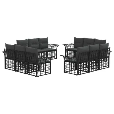 vidaXL Zunanja garnitura za sedenje 12 pcs Črna in Temno siva