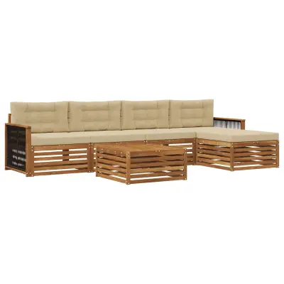 vidaXL Zunanja garnitura za sedenje z blazino 6 pcs Naravna in bež