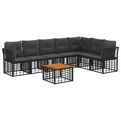 vidaXL Zunanja garnitura za sedenje 8 pcs Črna in Temno siva Poliester