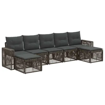 vidaXL Vrtna sedežna garnitura 7 pcs Siva in temno siva poli ratan