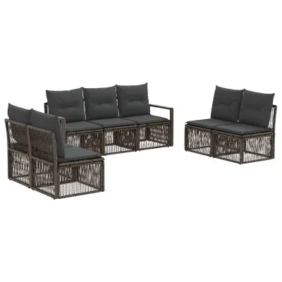 vidaXL Vrtna sedežna garnitura 7 pcs Siva poli ratan